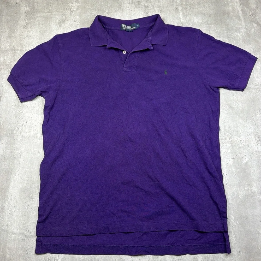 Vintage Polo Ralph Lauren Men's Polo Shirt Short Sleeve Size Large Purple Prep